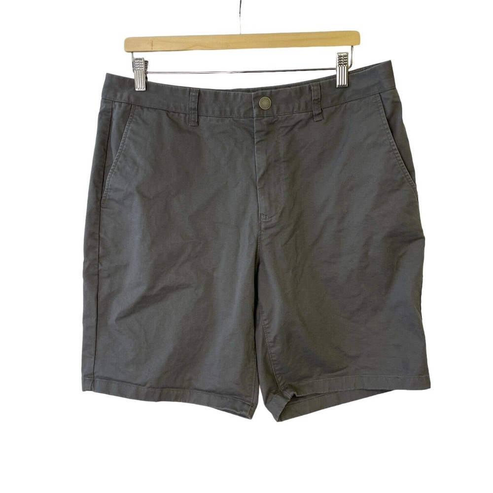 Bonobos Shorts Mens 35x9 Athletic Gray Flat Front Chino 98% Cotton Hiking Casual